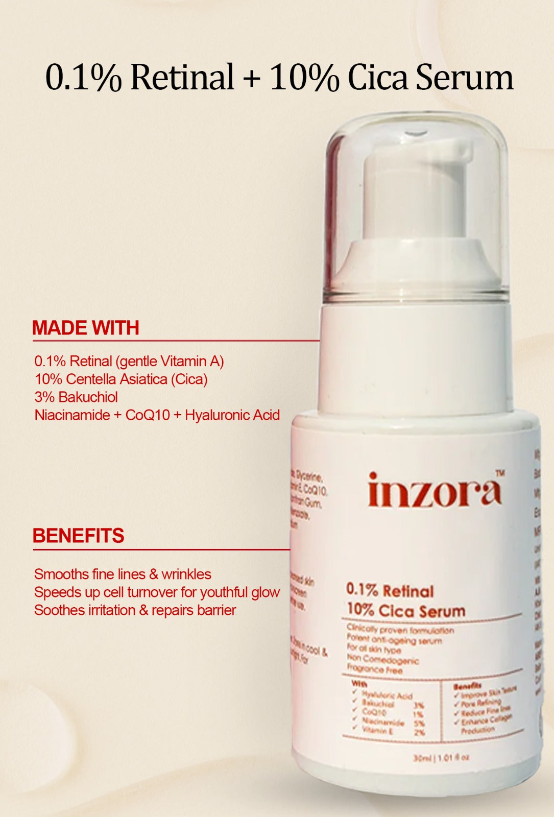 0.1% Retinal + 10% Cica serum